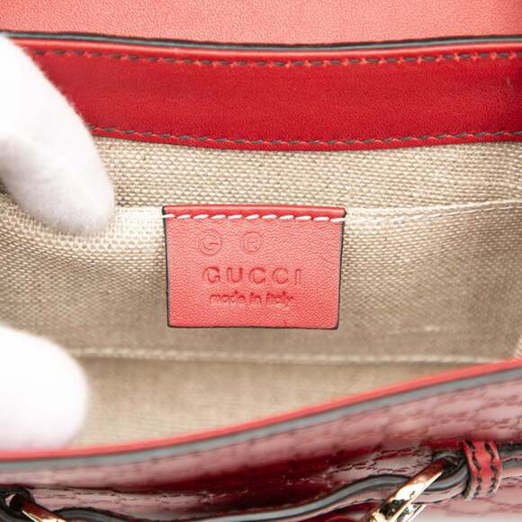 GUCCI Authentic Red Leather Horsebit Shoulder Bag - Picture 5 of 6